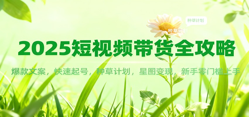 2025短视频带货全攻略：爆款文案，快速起号，种草计划，星图变现，新手零门槛上手-仙女副业网