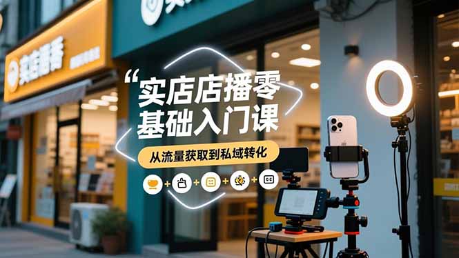 实体店播零基础入门课，实体店+短视频+直播+微信生态+私域社群，从流量获取到私域转化-仙女副业网