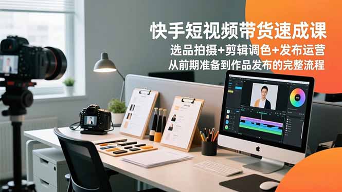 快手短视频带货速成课，选品拍摄+剪辑调色+发布运营，从前期准备到作品发布的完整流程-仙女副业网