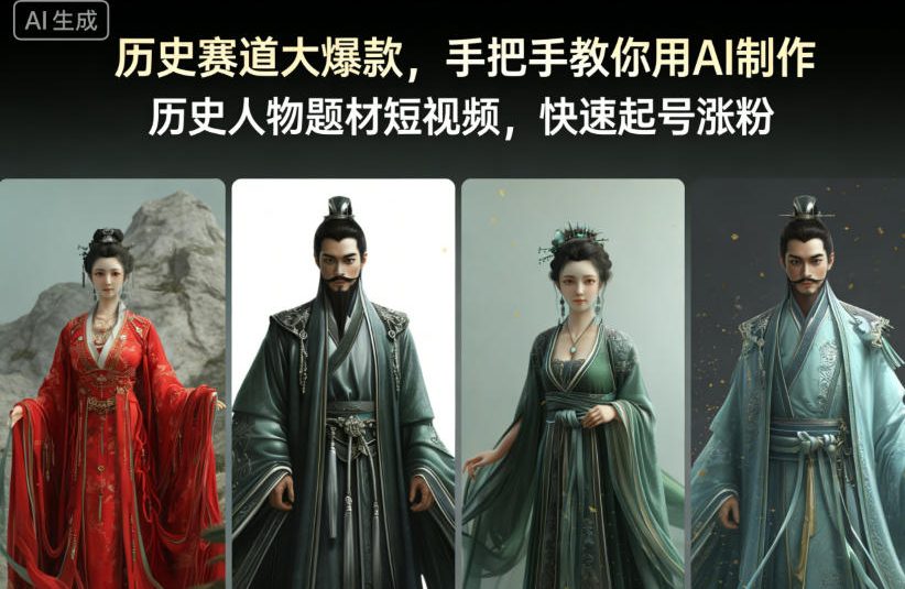 历史赛道大爆款，手把手教你用AI制作历史人物题材短视频，快速起号涨粉-仙女副业网
