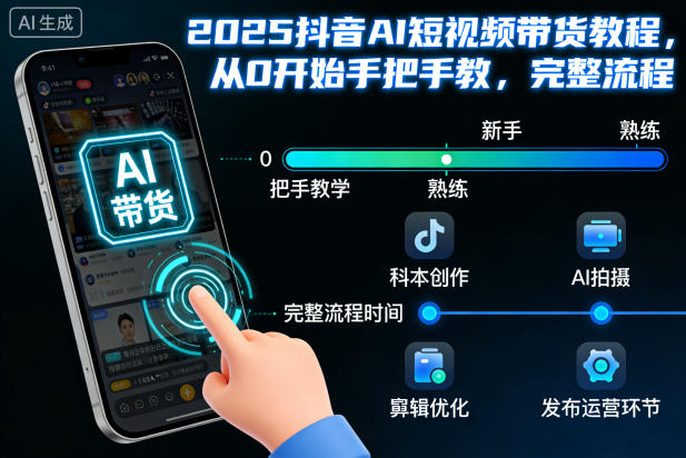 2025抖音AI短视频带货教程，从0开始手把手教，完整流程-仙女副业网