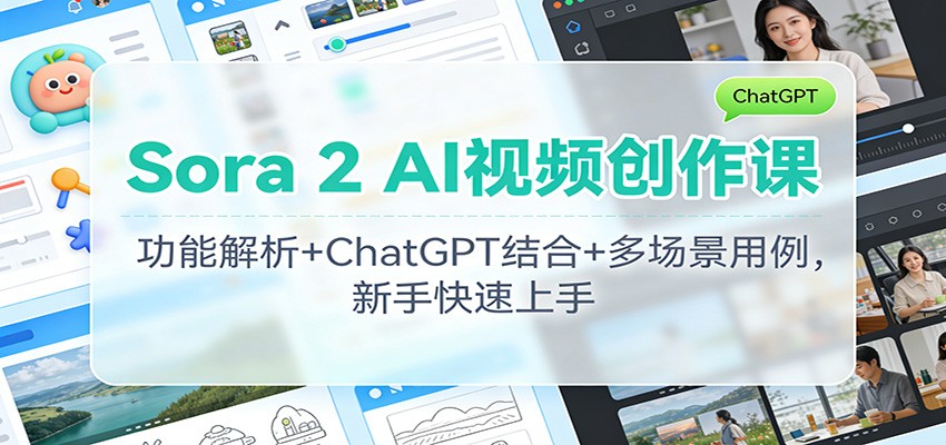 Sora 2 AI视频创作课：功能解析+ChatGPT结合+多场景用例，新手快速上手-仙女副业网
