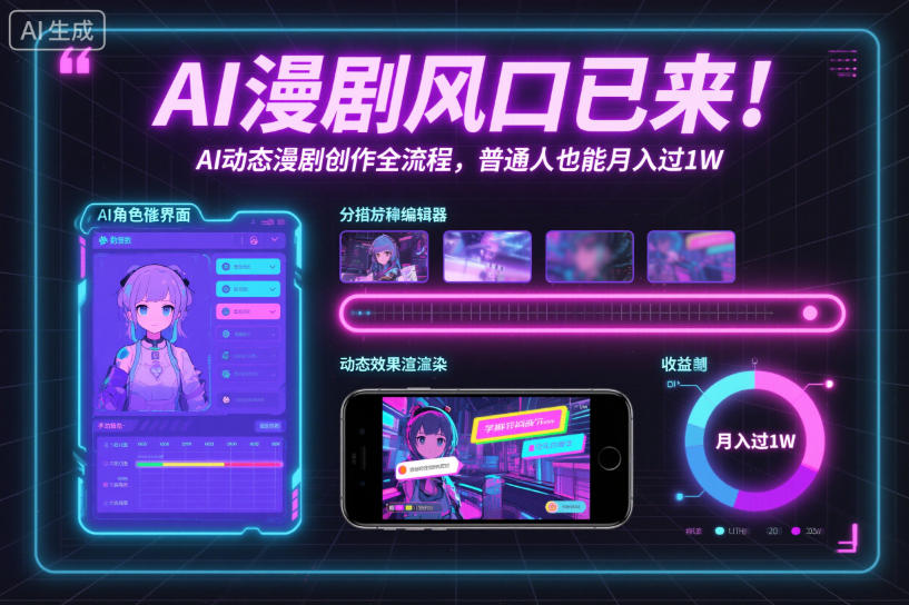 AI漫剧风口已来！AI动态漫剧创作全流程，普通人也能月入过1W-仙女副业网