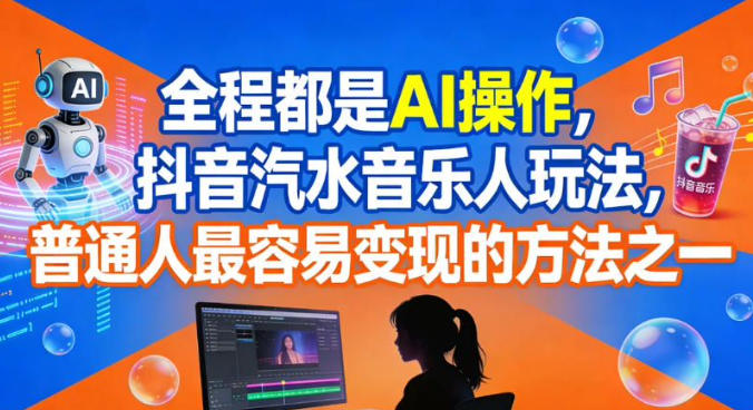 全程都是AI操作，抖音汽水音乐人玩法，普通人最容易变现的方法之一-仙女副业网