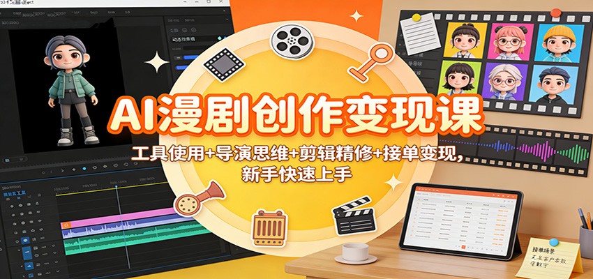 AI漫剧创作变现课：工具使用+导演思维+剪辑精修+接单变现，新手快速上手-仙女副业网