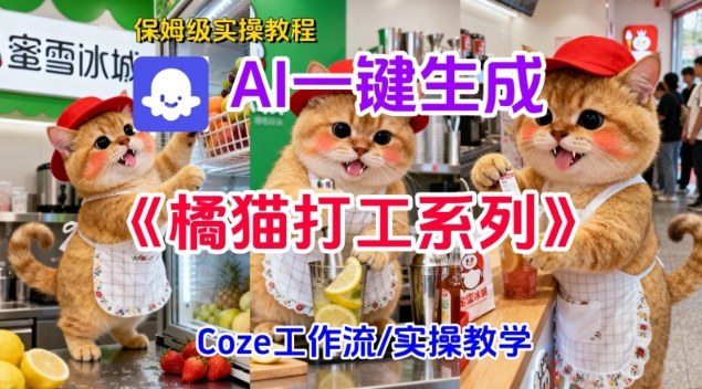 Coze扣子工作流一键生成胖橘猫打工短视频,保姆级实操搭建教学-仙女副业网