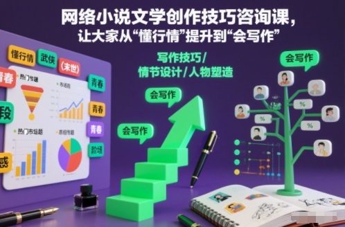 网络小说文学创作技巧咨询课,让大家从“懂行情”提升到”会写作”的高度-仙女副业网