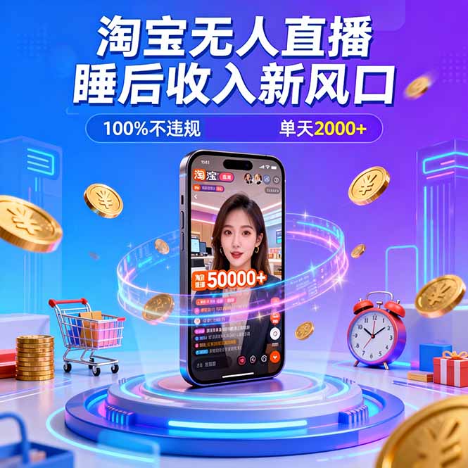 淘宝无人直播，不违规不封号，直播100小时卖了5万，年底旺季！-仙女副业网