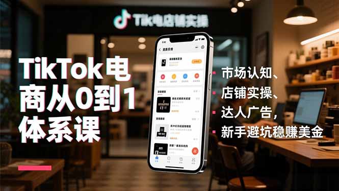 TikTok电商从0到1体系课，市场认知、店铺实操、达人广告，新手避坑稳赚美金-仙女副业网