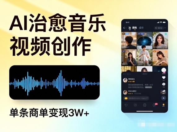 AI做治愈音乐视频，多平台投稿，单条商单变现3W+-仙女副业网