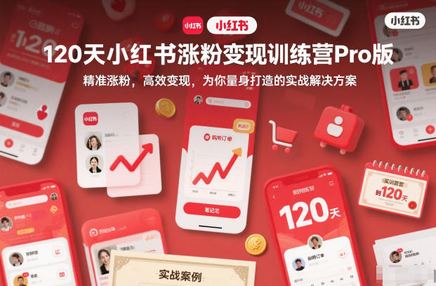 120天小红书涨粉变现训练营Pro版,精准涨粉,高效变现,为你量身打造的实战解决方案-仙女副业网
