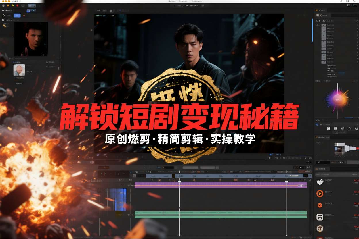 短剧拉新之原创燃剪精简剪辑实操课，解锁短剧变现秘籍-仙女副业网