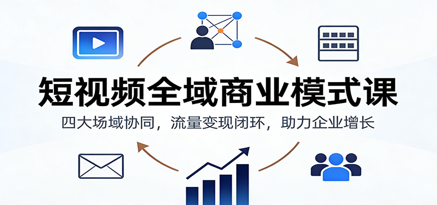 短视频全域商业模式课：四大场域协同，流量变现闭环，助力企业增长-仙女副业网