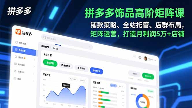 拼多多饰品高阶矩阵课,铺款策略、全站托管、店群布局,矩阵运营,打造月利润5万+店铺-仙女副业网