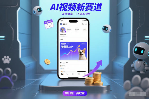 AI视频新赛道，宠物播客仅注册5天涨粉2W，收益非常可观-仙女副业网
