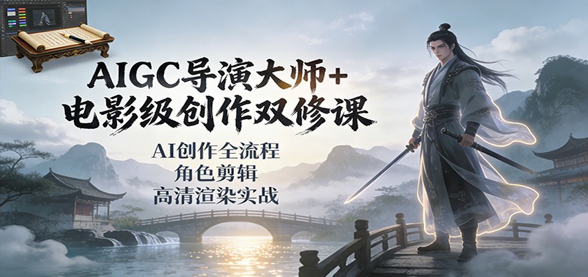 AIGC导演大师+电影级创作双修课：AI创作全流程、角色剪辑、高清渲染实战-仙女副业网
