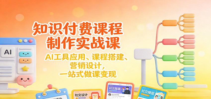 知识付费课程制作实战课：AI工具应用 、课程搭建、营销设计，一站式做课变现-仙女副业网