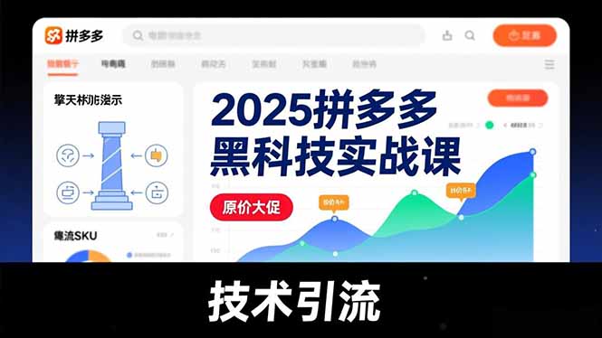 2025拼多多黑科技实战课，擎天柱玩法、爆流SKU、原价大促，技术引流，单店日销轻松破千单-仙女副业网