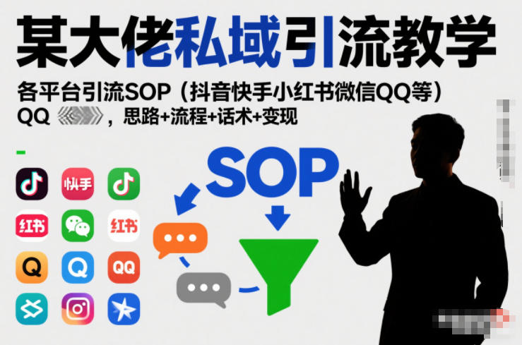 某大佬私域引流教学，各平台引流SOP(抖音快手小红书微信QQ等)，思路+流程+话术+变现-仙女副业网