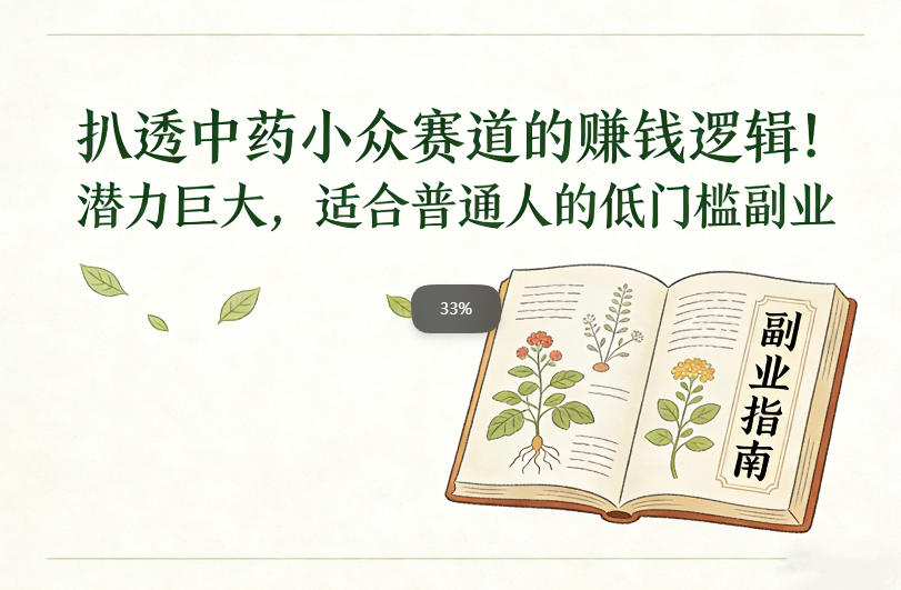 扒透中药小众赛道的賺米逻辑，潜力巨大，适合普通人的低门槛副业-仙女副业网