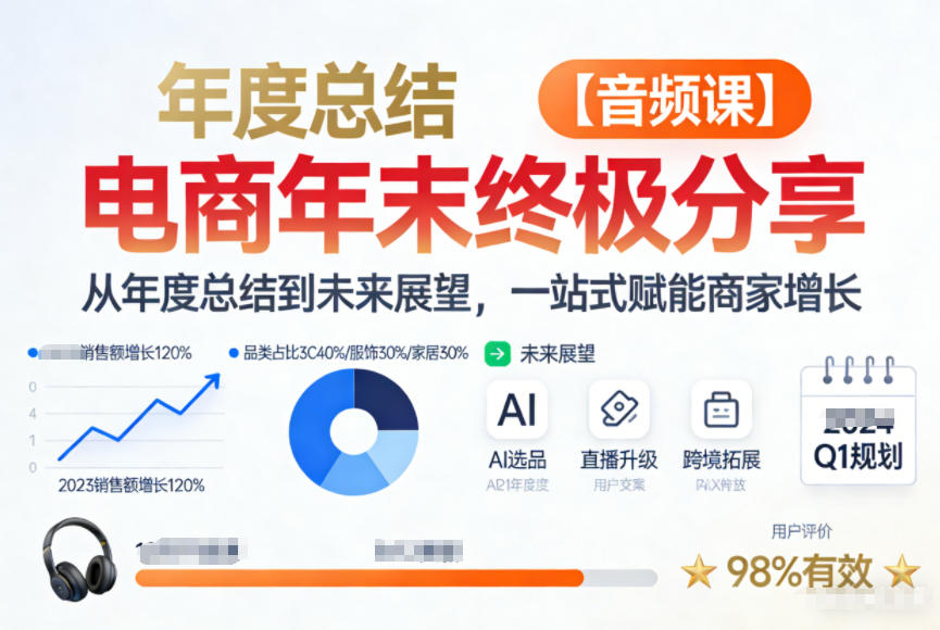电商年未终极分享，从年度总结到未来展望，一站式赋能商家增长【音频课】-仙女副业网