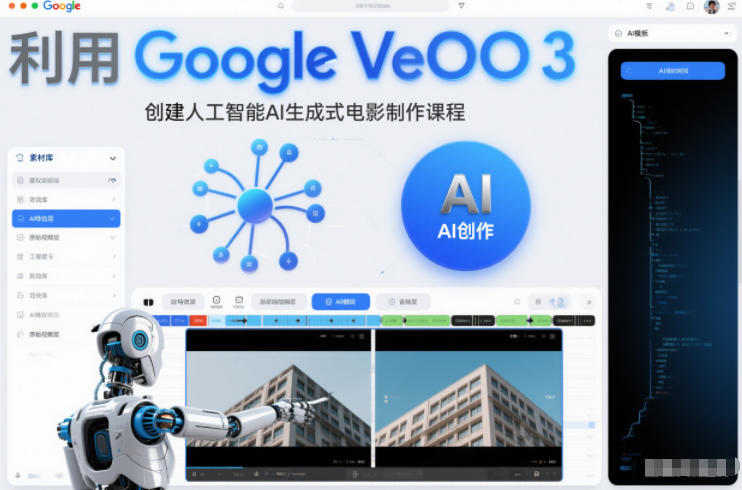 利l用Google Veo 3创建人工智能AI生成式电影制作课程，使用人工智能的力量创建令人惊叹的视频-仙女副业网