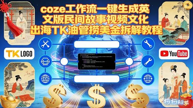 Coze扣子工作流一键生成英文版民间故事视频，文化出海TK油管捞美金拆解教程-仙女副业网