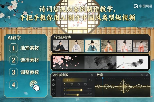 古诗词短视频案例制作教学，手把手教你用AI制作中国风类型短视频-仙女副业网