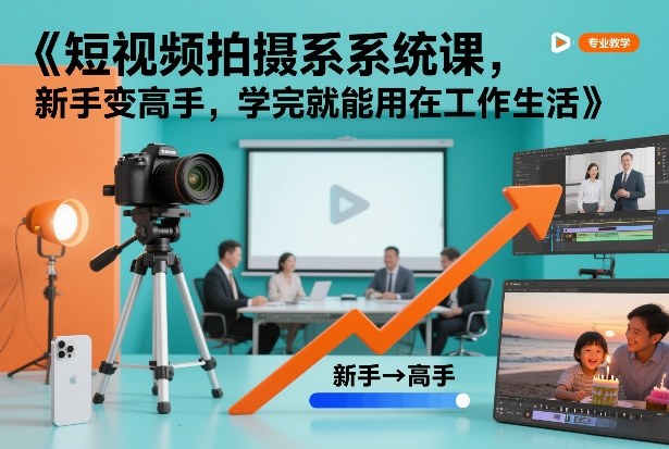 短视频拍摄系统课，新手变高手，学完就能用在工作生活-仙女副业网
