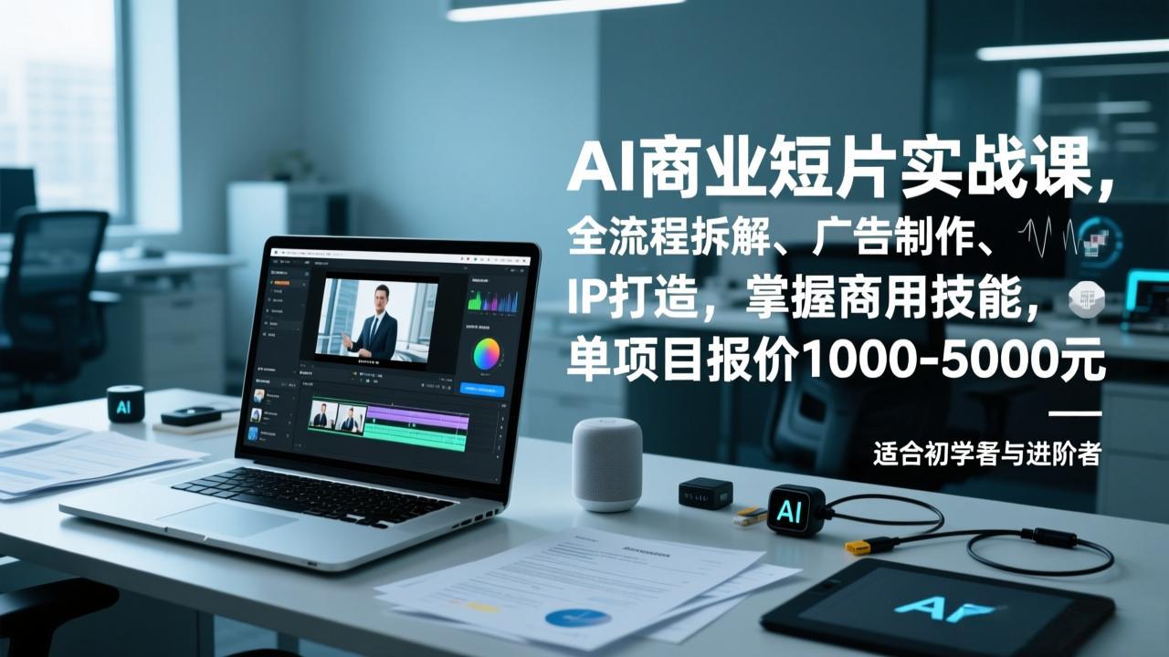 AI商业短片实战课，全流程拆解、广告制作、IP打造，掌握商用技能，单项目报价1000-5000元-仙女副业网