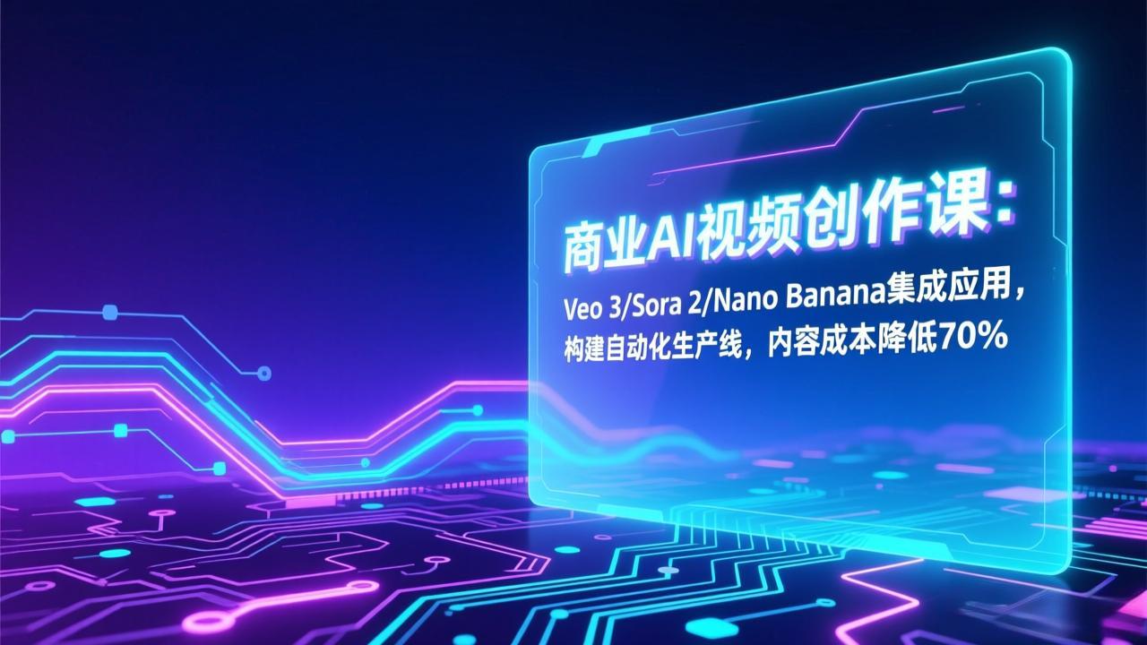 商业AI视频创作课：Veo 3/Sora 2/Nano Banana集成应用，构建自动化生产线，内容成本降低70%-仙女副业网