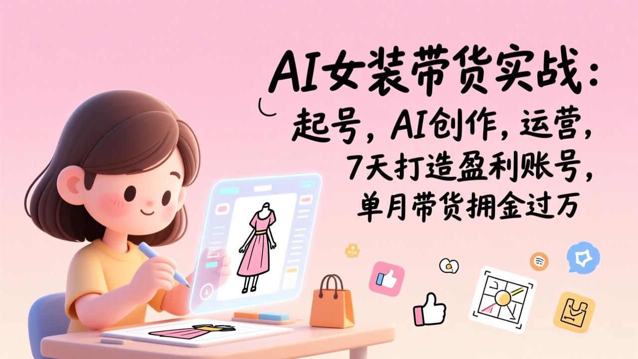 AI女装带货实战：起号，AI创作，运营，7天打造盈利账号，单月带货佣金过万-仙女副业网