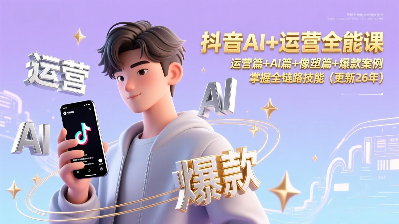 抖音AI+运营全能课，运营篇+AI篇+像塑篇+爆款案例，掌握全链路技能(更新26年-仙女副业网