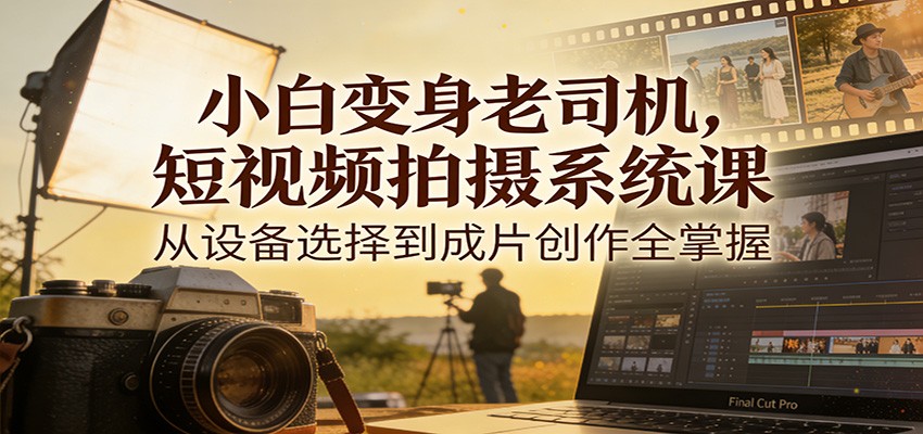 小白变身老司机，短视频拍摄系统课，从设备选择到成片创作全掌握-仙女副业网