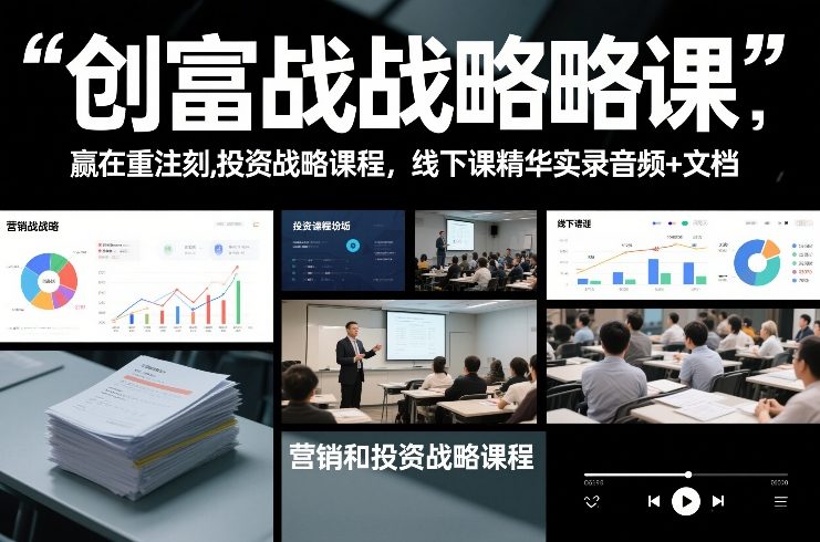 创富战略课，赢在重注时刻，营销和投资战略课程，线下课精华实录音频+文档-仙女副业网