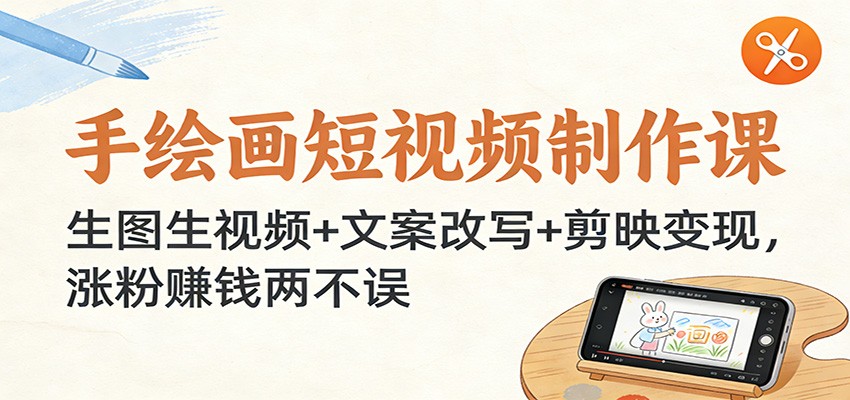 手绘画短视频制作课：生图生视频+文案改写+剪映变现，涨粉赚钱两不误-仙女副业网