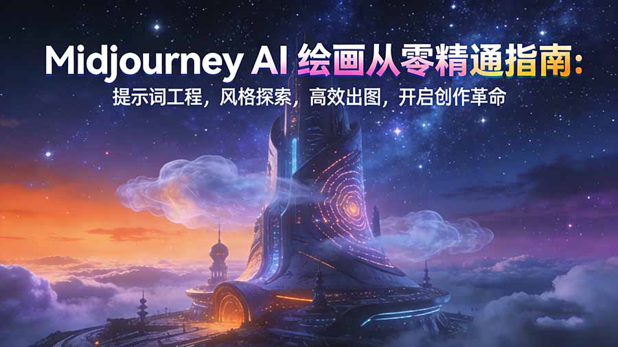 Midjourney AI绘画从零精通指南：提示词工程，风格探索，高效出图，开启创作革命-仙女副业网