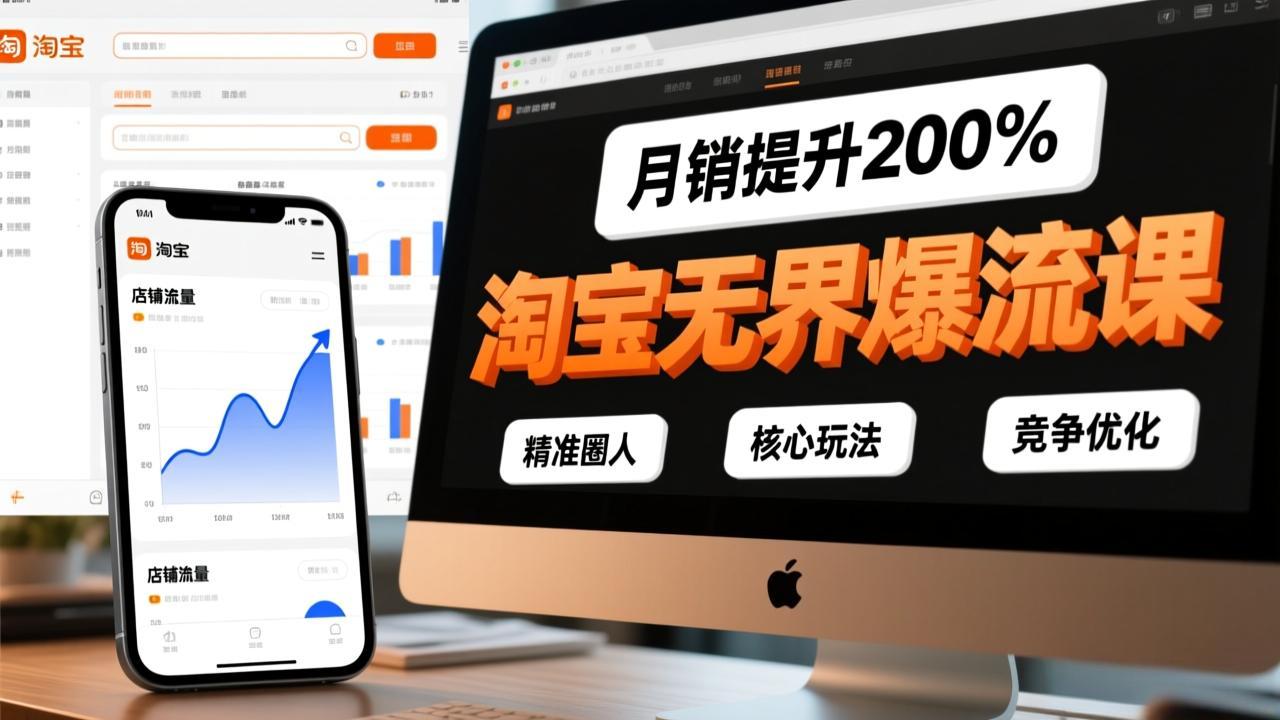 淘宝无界爆流课，精准圈人、核心玩法、竞争优化，快速引爆店铺流量，月销提升200%-仙女副业网