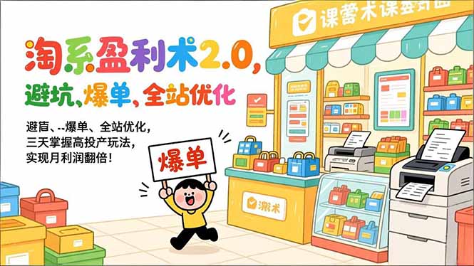 淘系盈利术2.0，避坑、爆单、全站优化，三天掌握高投产玩法，实现月利润翻倍！-仙女副业网