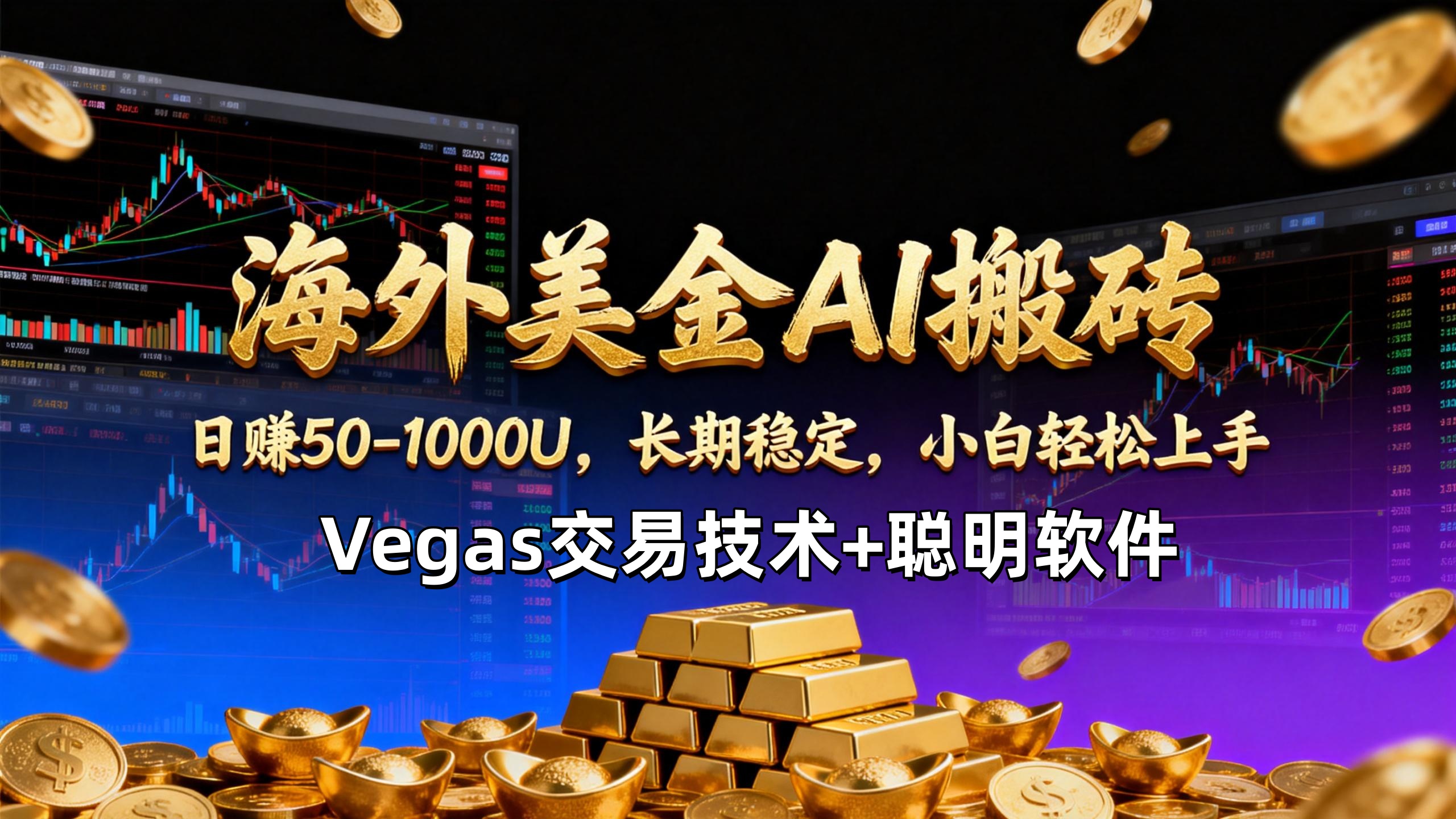 【海外美金AI搬砖】Vegas交易技术+聪明软件，日赚50-1000U，长期稳定，小白轻松上手。-仙女副业网