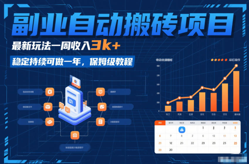 副业自动搬砖项目，最新玩法一周收入3k+，稳定持续可做一年，保姆级教程【揭秘】-仙女副业网