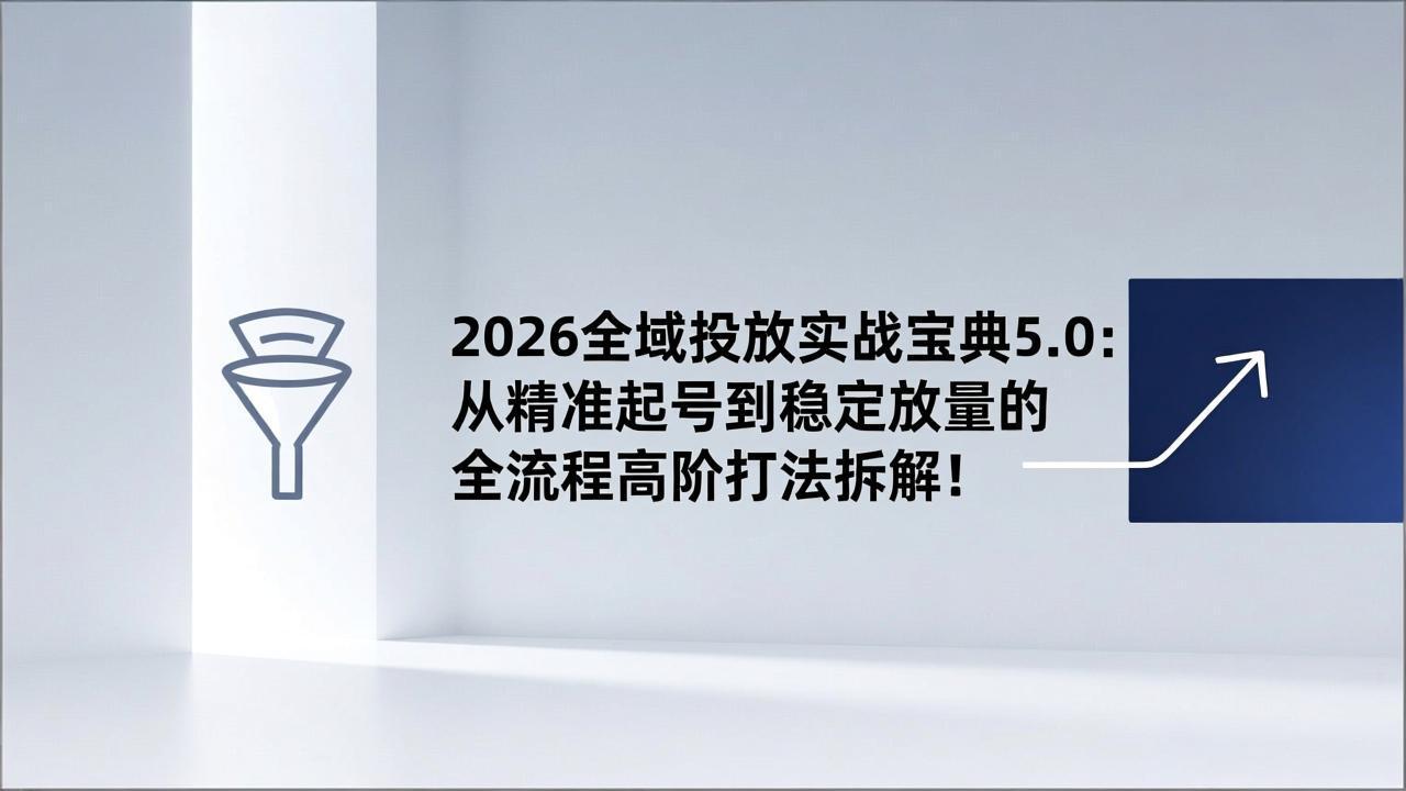 2026全域投放实战宝典5.0：从精准起号到稳定放量的全流程高阶打法拆解！-仙女副业网