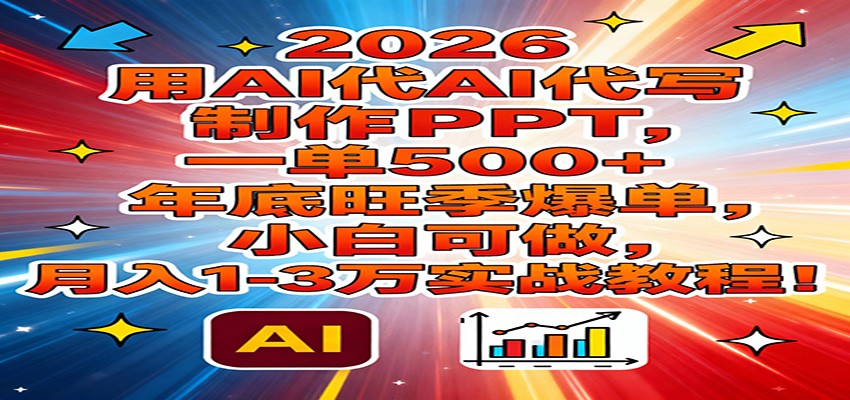 2026用AI代写制作PPT，一单500+，年底旺季爆单，小白可做，月入1-3万实战教程-仙女副业网