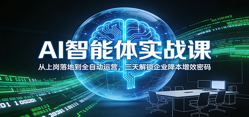 AI智能体实战课：从上岗落地到全自动运营，三天解锁企业降本增效密码-仙女副业网