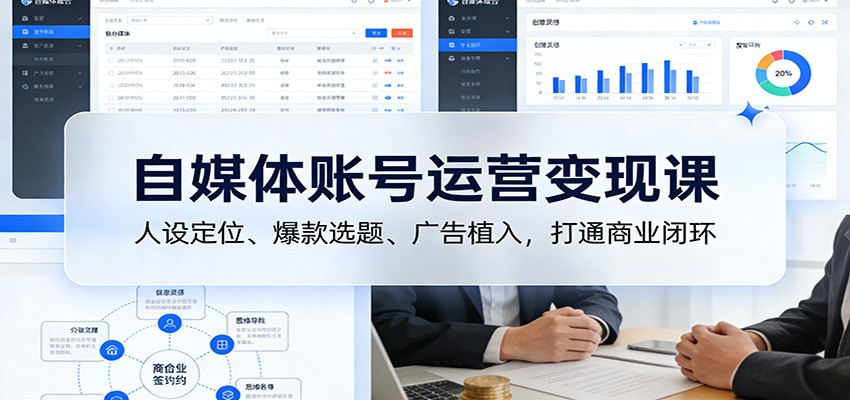 自媒体账号运营变现课：人设定位、爆款选题、广告植入，打通商业闭环-仙女副业网