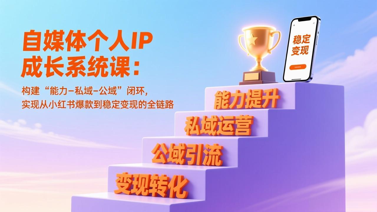 自媒体个人IP成长系统课：构建“能力-私域-公域”闭环，实现从小红书爆款到稳定变现的全链路-仙女副业网