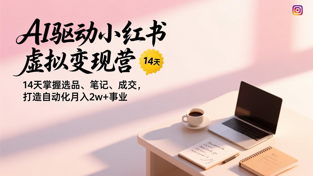 AI驱动小红书虚拟变现营，14天掌握选品、笔记、成交，打造自动化月入2w+事业-仙女副业网