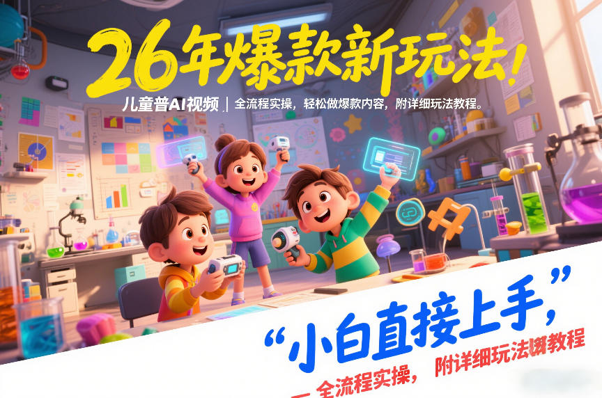 26年爆款新玩法，儿童科普AI视频，全流程实操，轻松做爆款内容，小白直接上手，附详细玩法教程-仙女副业网
