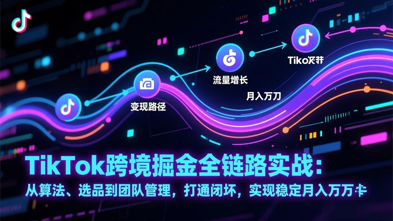 TikTok跨境掘金全链路实战：从算法、选品到团队管理，打通闭环，实现稳定月入万刀-仙女副业网