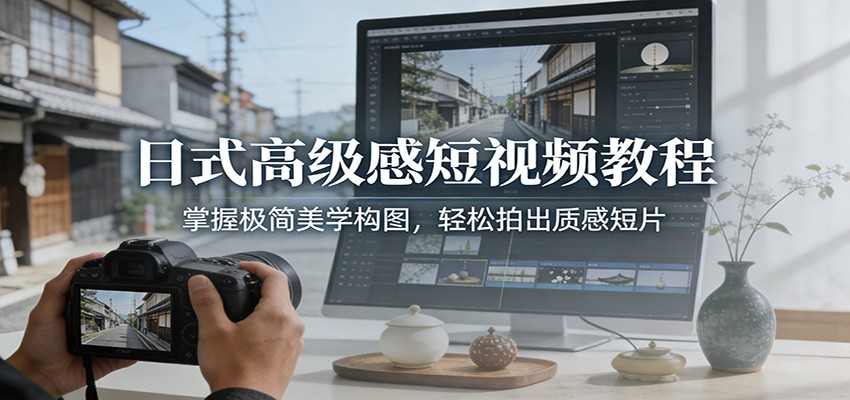 日式高级感短视频教程：掌握极简美学构图，轻松拍出质感短片-仙女副业网